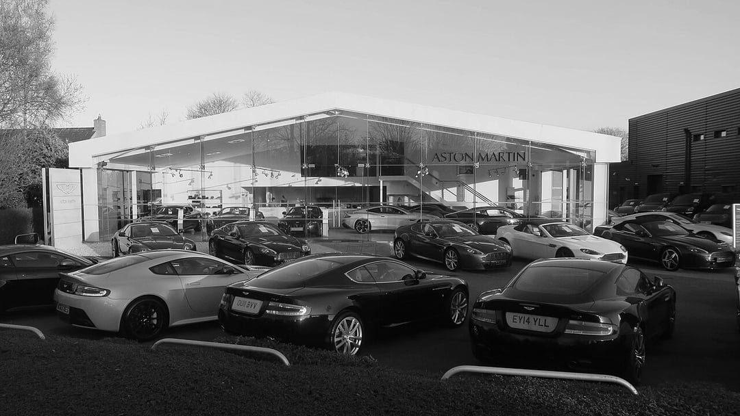 Aston Martin dealership, Harston, illustrating Aston Martin share price chart