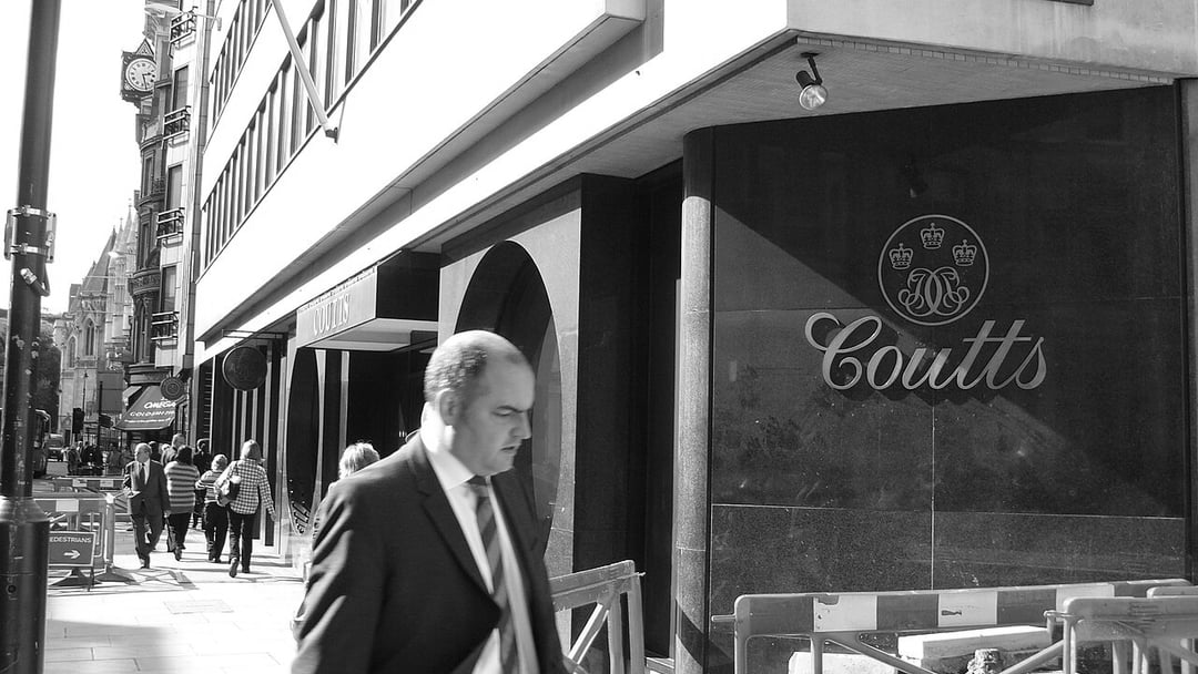 Coutts Co. is a historic stock broker and private bank. It's part of the Royal Bank of Scotland Group. 440 Strand, London —