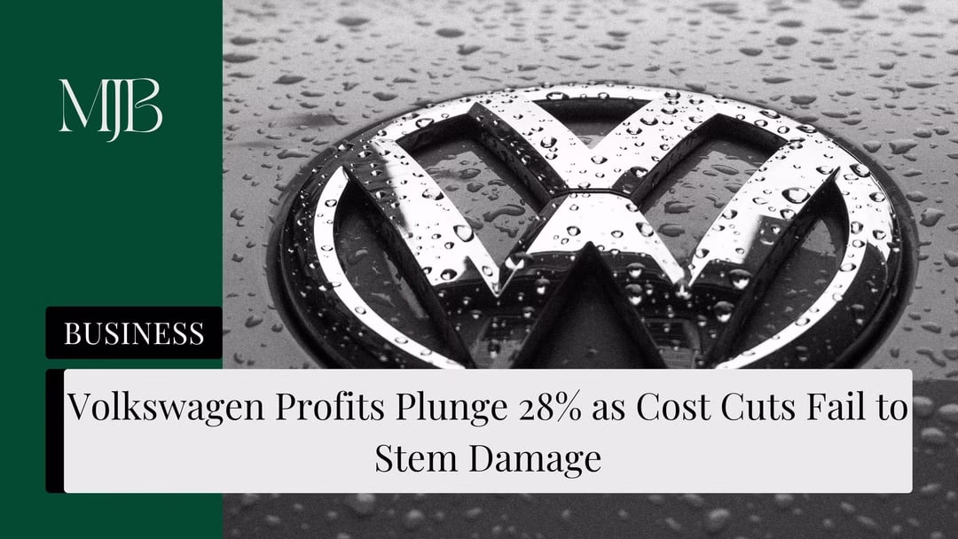 Mjb News Cover For Volkswagen Profits Plunge 28% As Cost Cuts Fail To Stem Damage — Volkswagen Share Price